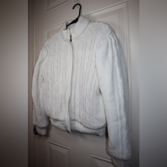 VINTAGE 80s Chill Chasers Cable Knit Zip Up Cardigan Sweater Size MEDIUM - Picture 2 of 4